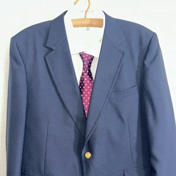 Towncraft 46L Navy Gold Tone Buttons Elegant Stunning Sport Blazer Jacket - Picture 3 of 13